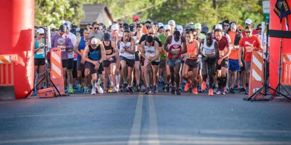 Runners at the starting line of Run for the Zoo 2023 race