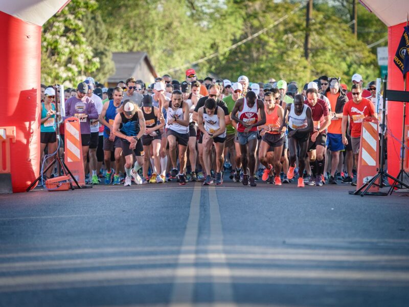 Runners at the starting line of Run for the Zoo 2023 race