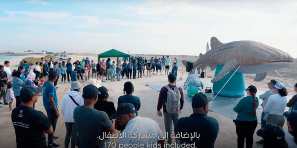 Volunteers from Miral and Yas SeaWorld Research & Rescue cleaning up Yas North Beach